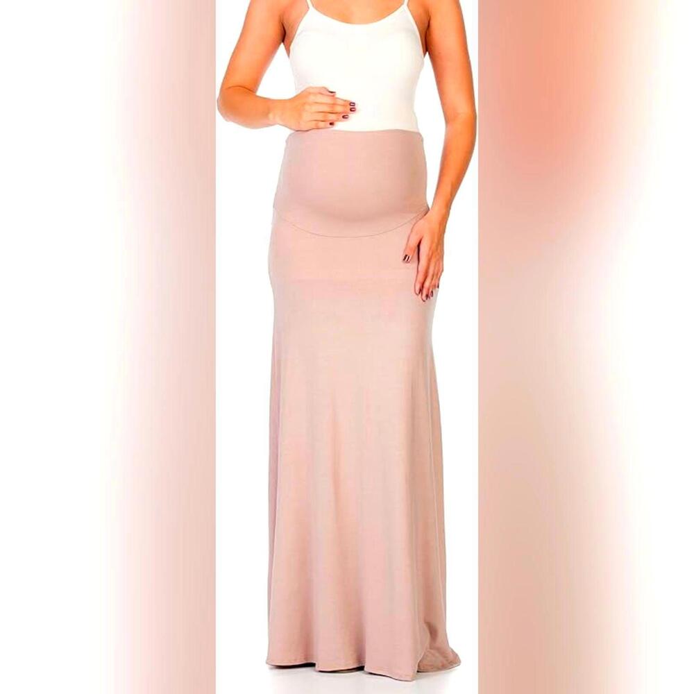 NWT My Bump High Waisted Floor Length Tummy Control Maternity Maxi Skirt, XL